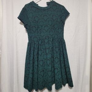 Green and Black Print Dress